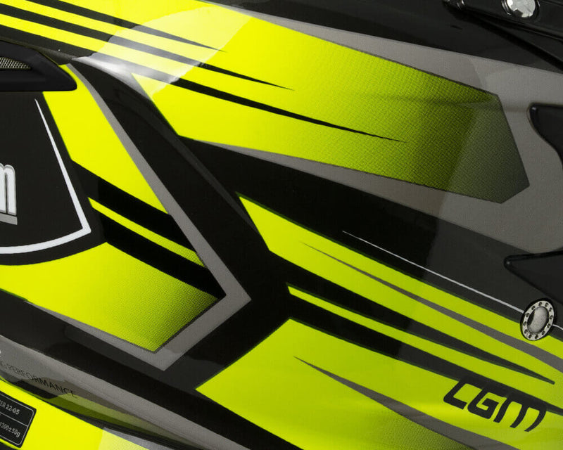 Casco Integrale per Moto Cross con Frontino CGM Track 601G Giallo Fluo -2