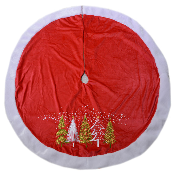 Bezug für Weihnachtsbaumbasis aus Stoff mit roten Bäumen cm Ø120 prezzo