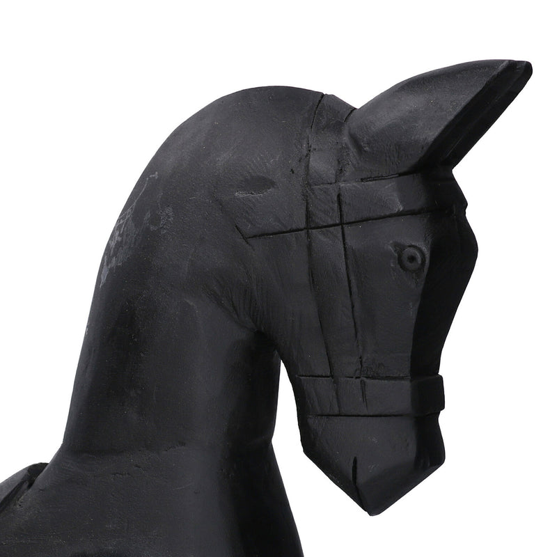 Cavallo a Dondolo Decorativo in Legno nero cm 46x9xh50-2
