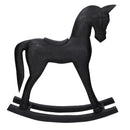 Cavallo a Dondolo Decorativo in Legno nero cm 46x9xh50-3