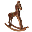 Cavallo a Dondolo Decorativo in Legno rivestito in Metallo oro cm 40x11xh46-4