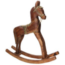 Cavallo a Dondolo Decorativo in Legno rivestito in Metallo oro cm 50X13xh56-1