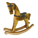 Cavallo a Dondolo Decorativo in Legno verde acqua marrone cm 38x8xh33,5-1