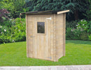 Casetta Box da Giardino per Attrezzi 146x98 cm con Porta Finestrata in Legno Naturale-2