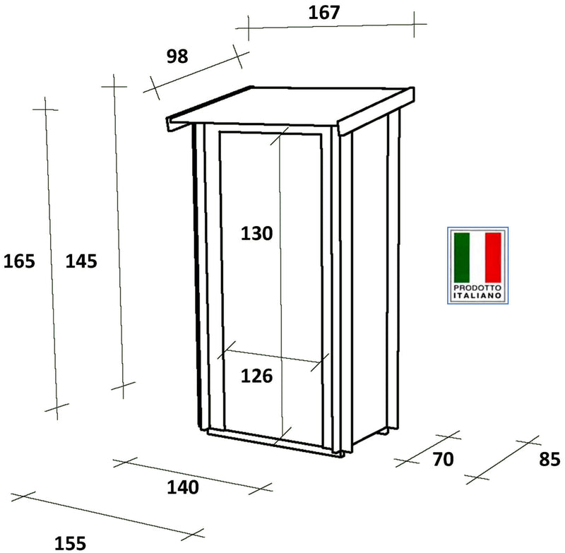 Casetta Box da Giardino per Attrezzi 155x85 cm con Porta Doppia Cieca in Legno Naturale-5
