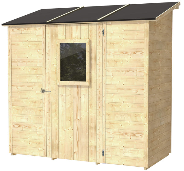 Gartenbox für Werkzeuge 207 x 102 cm mit Fenstertür aus Naturholz online