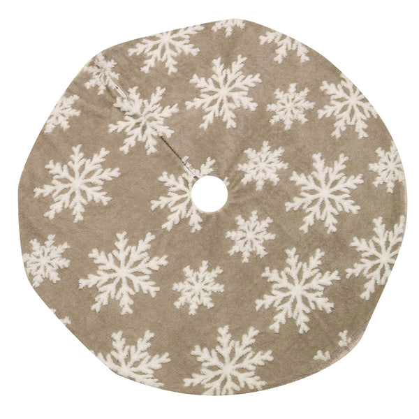online Bezug für Weihnachtsbaumbasis aus beigefarbenem Schneeflockenstoff cm Ø107xh1