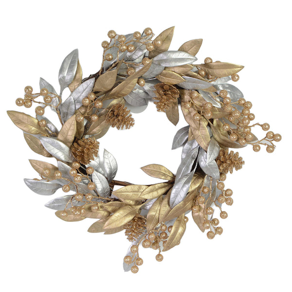 Krone mit goldenen und silbernen Blättern cm Ø45 prezzo