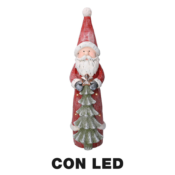 acquista Weihnachtsmannpuppe aus Harz mit LED mit rotem Baum 18x19xh66 cm