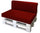 Kissen für Paletten 120x80cm Sitz und Rücken aus Avalli Bordeaux Polyester