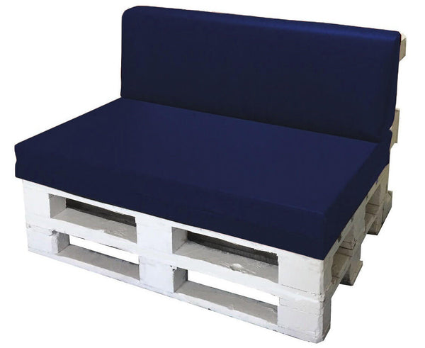 online Kissen für Paletten 120 x 80 cm Sitz und Rücken aus blauem Polyester von Avalli