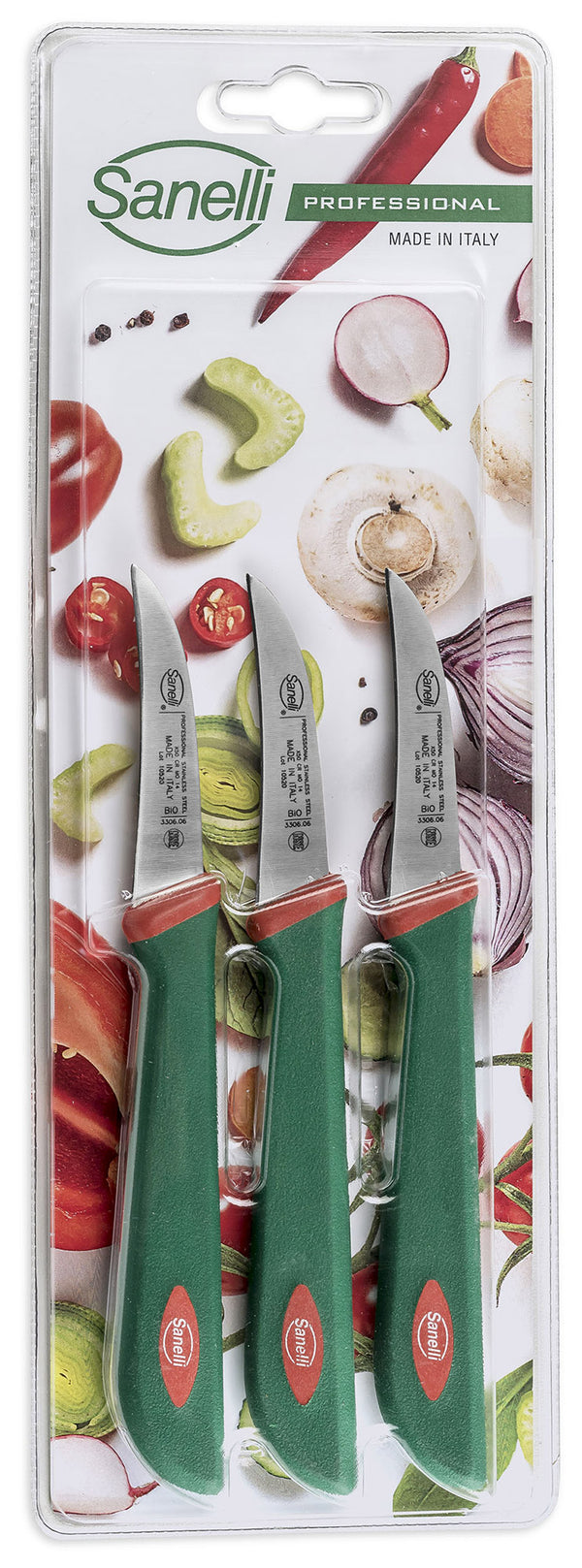 online Set mit 3 Schälmessern für Gemüse und Obst Klinge 6 cm Sanelli Premana Grün/Rot