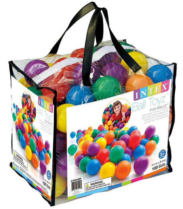 online Set mit 100 farbigen Bällen Ø8 cm mit Intex Ball Toyz Bag