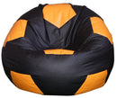 Poltrona a Sacco Pouf Ø100 cm in Similpelle Baselli Pallone da Calcio Nero e Arancione-1