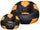 Bean Bag Hocker Ø100 cm aus Kunstleder mit Fußstütze Baselli Soccer Ball Schwarz und Orange