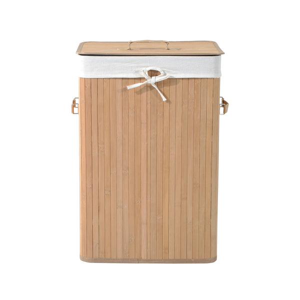 acquista Bambus-Wäschekorb 40x30x60 cm mit Deckel und herausnehmbarem Futter
