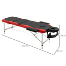 Lettino da Massaggio Fisioterapia 2 Snodi 215x60x84 cm in Alluminio Nero e Rosso-3