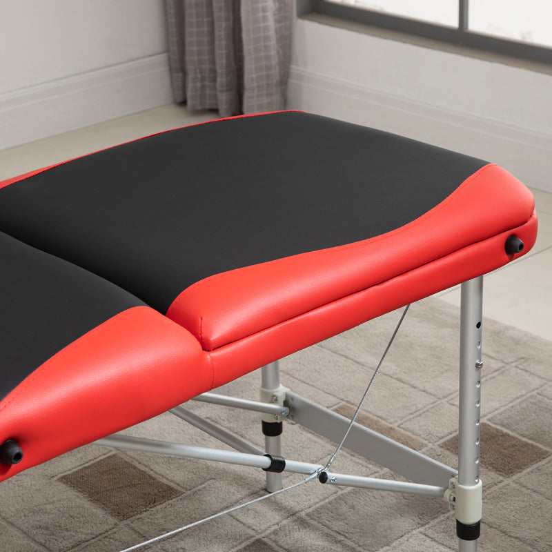 Lettino da Massaggio Fisioterapia 2 Snodi 215x60x84 cm in Alluminio Nero e Rosso-9