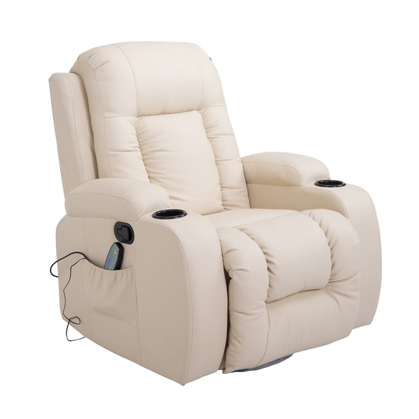 Liegender Massage- und Wärme-Relax-Sessel aus beigem Kunstleder acquista