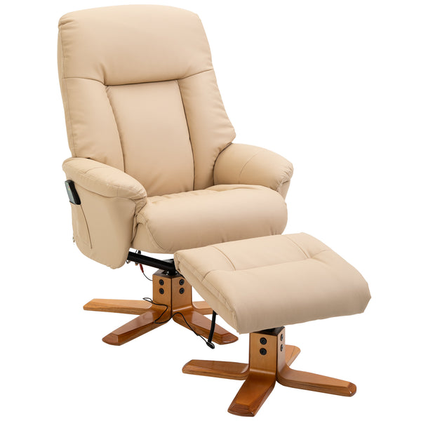 acquista Relax-Liegestuhl mit Fußstütze aus beigem Kunstleder