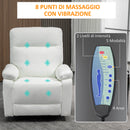 Poltrona Relax Massaggiante 93x76x98 cm con Telecomando Bianca-5