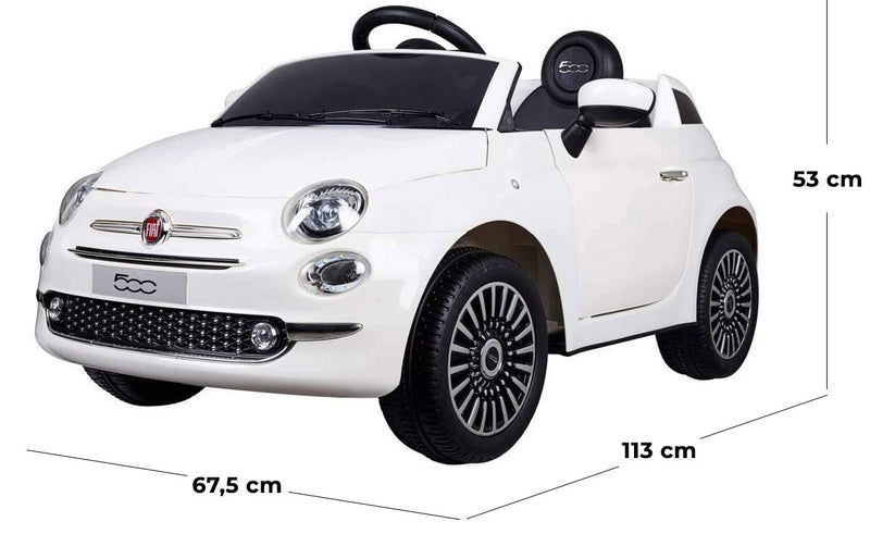 Macchina Elettrica per Bambini 12V Fiat 500 Bianca-5