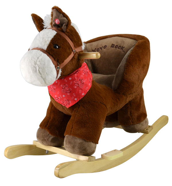 Cavallo a Dondolo per Bambini in Legno e Peluche Pony con Suoni acquista