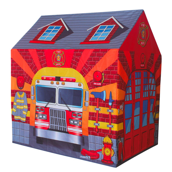 Tenda da Gioco per Bambini 95x72x105 cm Struttura in Plastica Tubolare Pompieri Rosso prezzo