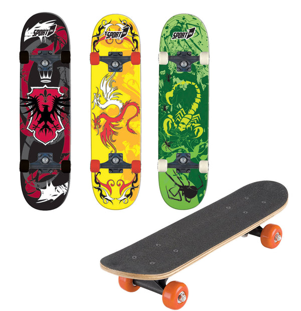 Skateboard con Tavola 80 cm in Legno Concava Orion Rosso Verde e Giallo acquista