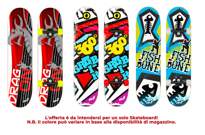 Skateboard con Tavola 80 cm in Legno Concava Double Drago Fish Grab-5