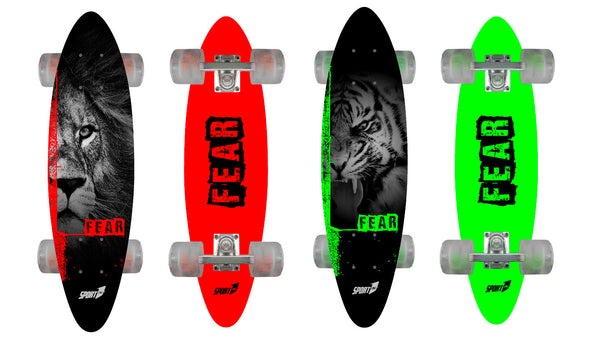 Skateboard con Tavola 61 cm in Legno Fear Rosso Verde sconto