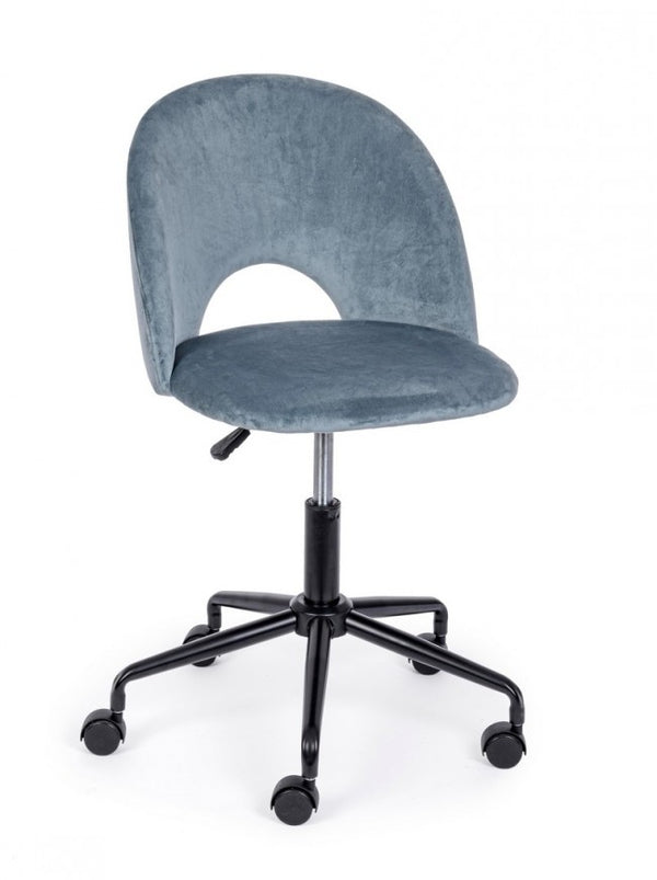 Operativer Bürostuhl aus hellblauem Linzey-Polyester mit Samteffekt sconto