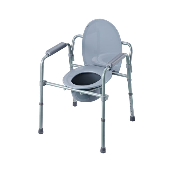 sconto Höhenverstellbarer WC-Stuhl in grauen Eisenrohren 53,3 x 56,5 x 60-74,5 cm