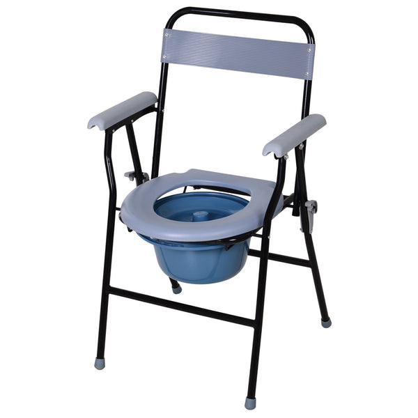 prezzo Klappbarer Toilettenstuhl mit abnehmbarer Schüssel für ältere und behinderte Menschen aus Eisen und Kunststoffrohren 52x50x75 cm