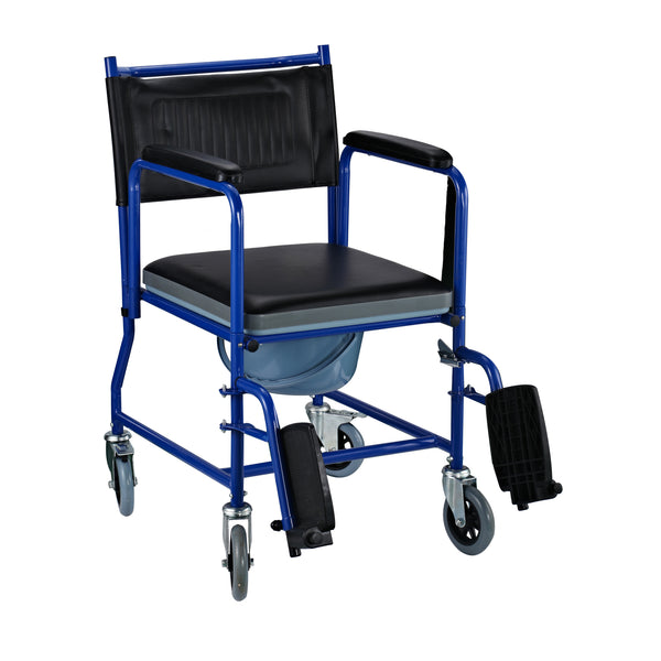 sconto Rollstuhl-Badezimmer mit abnehmbarer Toilette aus schwarzem und blauem Eisen 83x53x85 cm