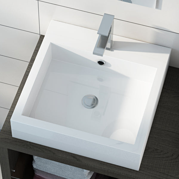 acquista Quadratisches Waschbecken aus weißem Acryl 45 cm Fosterberg Nantes 2