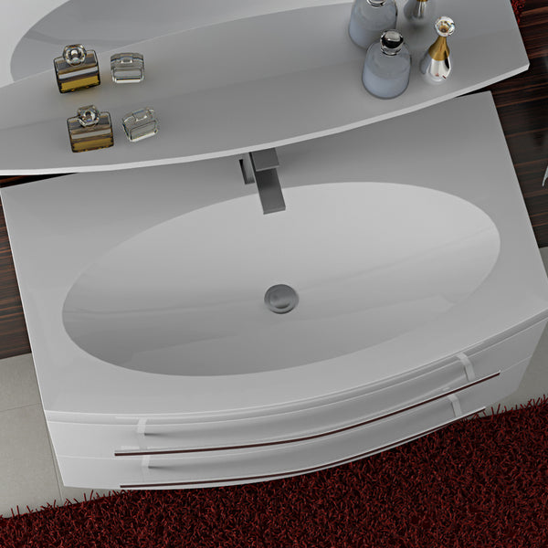 Ovales Waschbecken aus künstlichem Marmor 92 cm Fosterberg Hvid 3 acquista