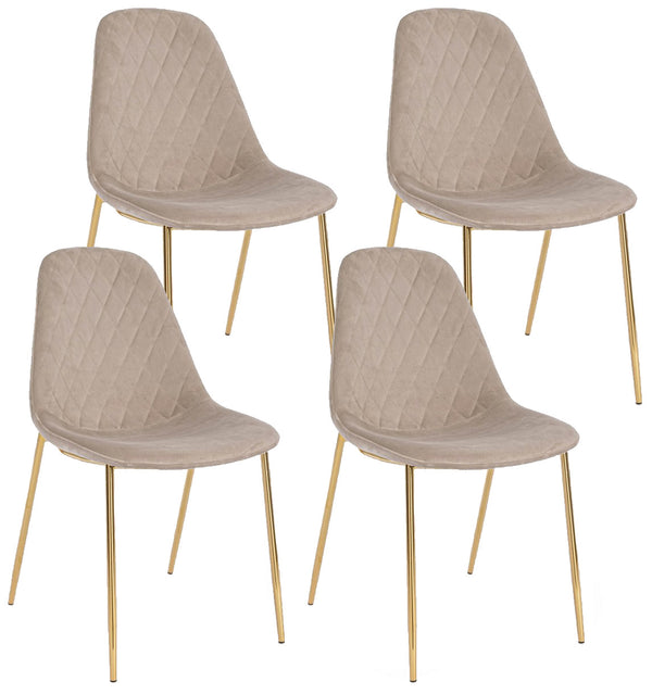 Set mit 4 Stühlen 48 x 55 x 85 cm aus taubengrauem Polyester mit Samteffekt online