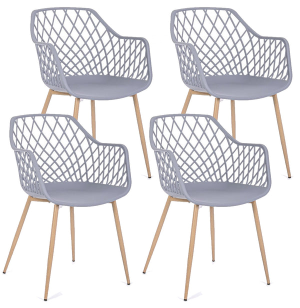 sconto Set mit 4 Stühlen 58 x 54 x 85,5 cm aus grauem Kunststoff
