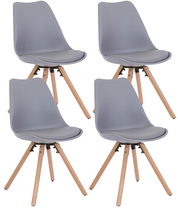 sconto Set mit 4 Stühlen 54x49x83,5 cm in grauem Kunstleder