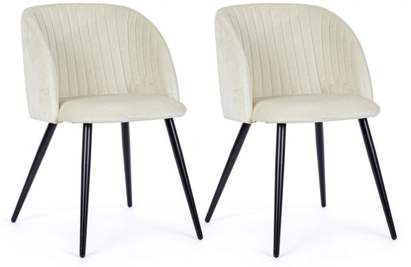 Set mit 2 Stühlen 53 x 57 x 81,5 cm aus weißem Polyester mit Samteffekt online