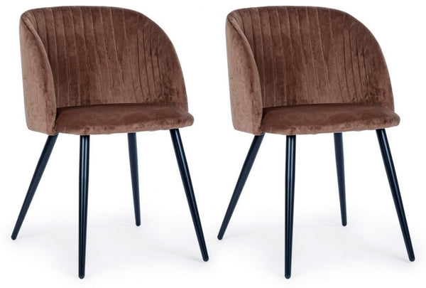 Set mit 2 Stühlen 53 x 57 x 81,5 cm aus Polyester mit Samteffekt in Rost acquista