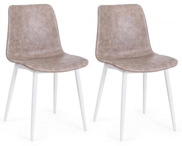 Set aus 2 Stühlen 44x50x80 cm in weißem und beigem Kunstleder online