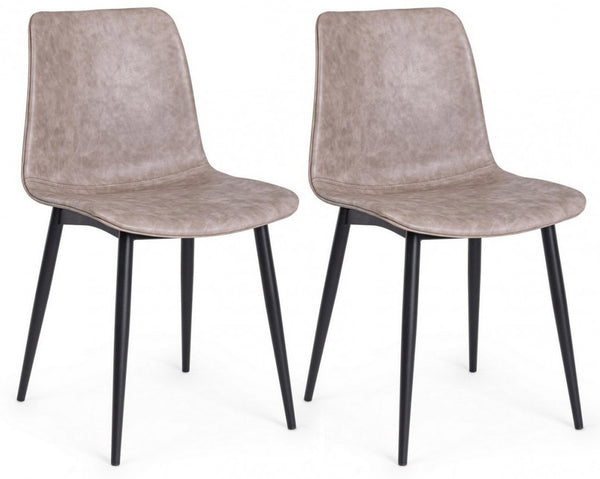 Set mit 2 Stühlen 44 x 50 x 80 cm aus Kunstleder in Schwarz und Beige acquista