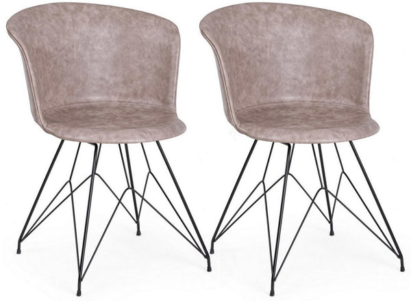 Set mit 2 Stühlen 56 x 54 x 76 cm in schwarzem und beigem Kunstleder online