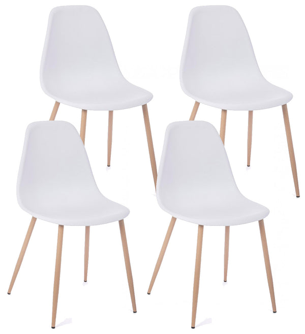 sconto Set mit 4 Stühlen 53x46x82 cm aus weißem Polypropylen