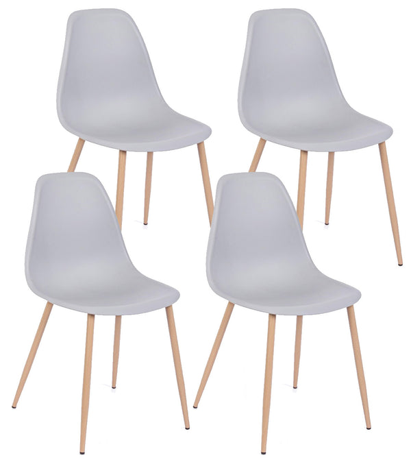 sconto Set mit 4 Stühlen 53 x 46 x 82 cm aus grauem Polypropylen