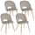 Set mit 4 Stühlen 53x60x82 cm aus taubengrauem Polyester mit Samteffekt