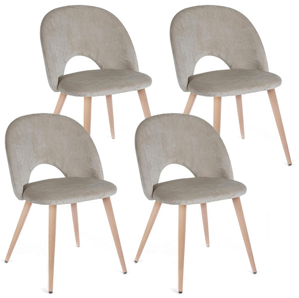 online Set mit 4 Stühlen 53x60x82 cm aus taubengrauem Polyester mit Samteffekt