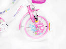 Bicicletta per Bambina 16" 2 Freni con Cestino e Borse Laterali Bianca e Rosa-5